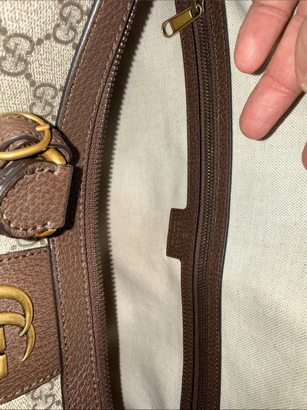 Gucci Brown GG Supreme Canvas Duffel with Green-Red Web Stripe MENS/ UNISEX